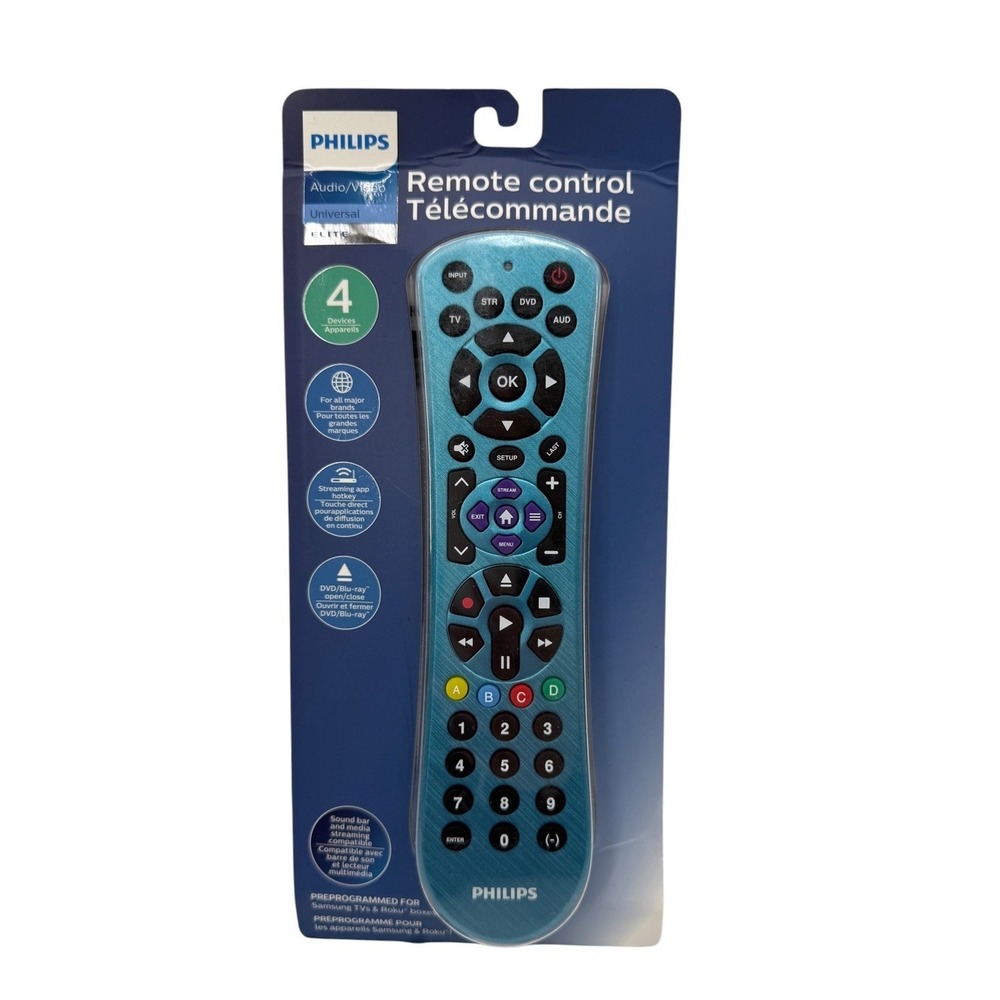 Philips Universal Remote Control 4 Device TV Roku Apple‎ TV SRP4229B New